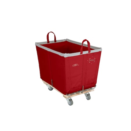 Steele Canvas Basket 6 BU Permanent Truck Red Vinyl w/Grey Vinyl - 3in Casters Diamond Mount 946VREDVGRYW3